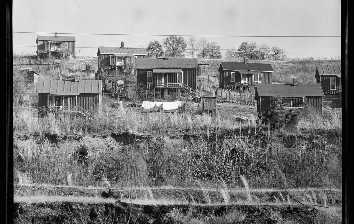 Miners' houses on a hillside near Birmingham, Alabama, photographed by Walker Evans in December 1935
